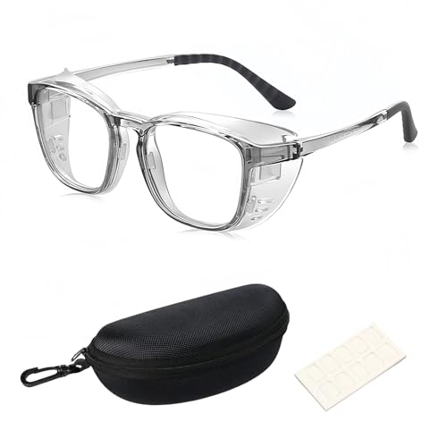 Vyloky Schutzbrille Sehstärke für Brillenträger,Sicherheits-Überbrille,Augenbefeuchtung,Tropfer,kratzfest,beschlagfrei,verstellbare Bügel,Wrap-around,Anti Pollen Brille,Sicherheitsbrille (Grau,-2.5 D) von Vyloky