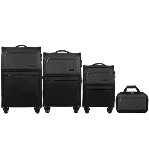 Wings 4-teiliges Kofferset Loon + Handgepäcktasche SCHWARZ/GRAU von W WINGS