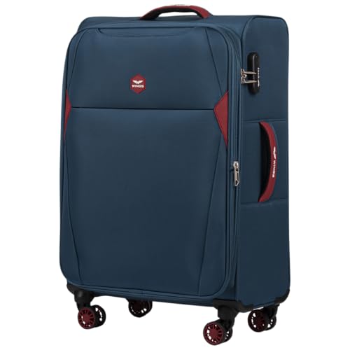 Wings Dipper 24" Mittelgroßer Weichgepäck Koffer, Blau, 75L, 4 Rollen, Teleskopgriff, TSA Schloss, Leicht, 2 Jahre Garantie von W WINGS