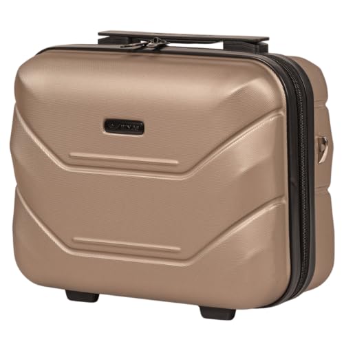 Wings Harschalen Koffer | Leicht Reisekoffer Trolley | Hard Shell Rollkoffer mit Schloss und Rollen (Golden, 35,5x28,5x17) von W WINGS