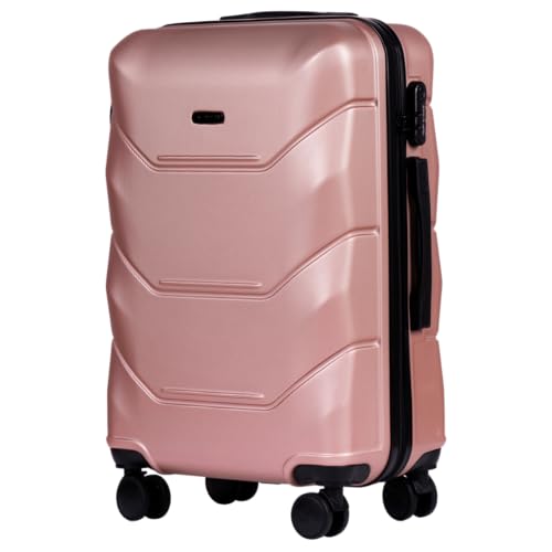 Wings Harschalen Koffer | Leicht Reisekoffer Trolley | Hard Shell Rollkoffer mit Schloss und Rollen (Rotgold, 65,5x43x25) von W WINGS