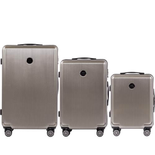 Wings Harschalen Koffer | Leicht Reisekoffer Trolley | Hard Shell Rollkoffer mit Schloss und Rollen von W WINGS