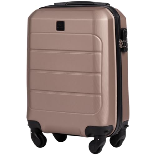 Wings Koffer Hartschale Sekt | 51 x 34 x 19 cm Groß Reisekoffer & Trolleys | Ultraleicht Rollkoffer mit Rollen | Koffer Trolley Handgepäck | Hartschalenkoffer Mit Schloss | für Flugzeug von W WINGS