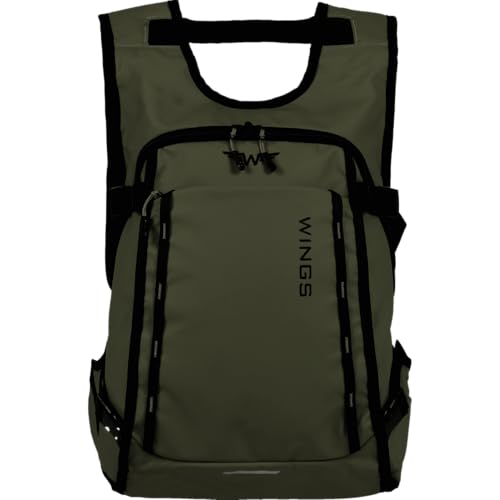 Wings Rook Reiserucksack 18L, Dunkelgrün, Wasserdicht, Ergonomisch, mit Laptopfach von W WINGS