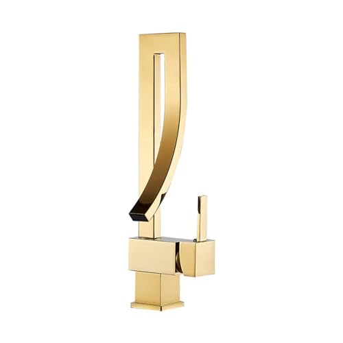 Faucet 360° drehbarer Wasserhahn, Gold-Tischbecken, Warm- und Kaltwasser-Mischwasserhahn, Moderne Küchenspüle, Wasserfall-Wasserhahn (Gold, G1/2) Water-tap von WACEH