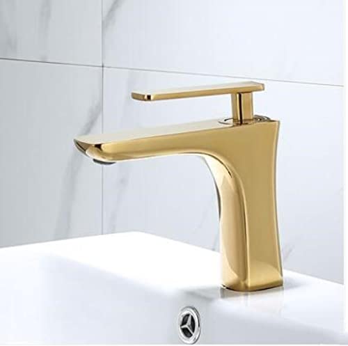 Faucet Badezimmer-Waschtischarmatur aus massivem Messing in Weiß und Gold, Messing-Waschbeckenmischer, Badezimmer-Waschbecken, Warm- und Kaltwasserhahn, Badezimmer-Waschbecken, von WACEH