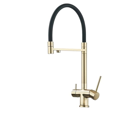 Faucet Graue Gourmet-Spülbeckenarmaturen für die Küche, reines Wasser, Trinkwasser, Luftreiniger, Mischbatterie und kaltes Wasser (gebürstetes Gold) Water-tap von WACEH