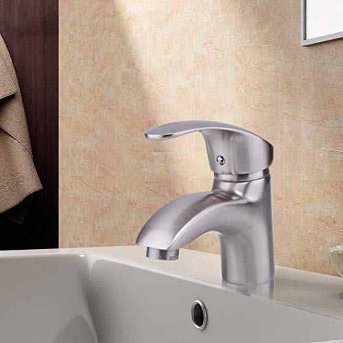 Faucet Küchenarmatur aus gebürstetem Nickel, Einzelgriff, Deckmontage, Waschtischarmatur für Badezimmer, Warm- und Kaltwasser-Mischbatterie tap von WACEH