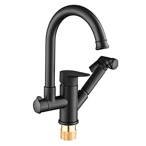 Faucet Küchenarmatur mit herausziehbarer Spritzpistole, Messing-Einhandgriff, Hochbogen-Küchenspüle, 360°-Drehung, Küchenmischbatterie für heißes und kaltes Wasser, verchromte Oberfläche, galvanisch von WACEH