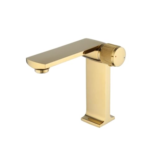 Faucet Matte Waschbecken Wasserhahn Moderne Badezimmer Wasserhahn Messing Waschbecken Wasserhahn Einhand Einloch heißes und kaltes Wasser (Farbe: Gold) tap von WACEH