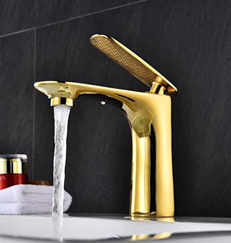 Faucet Messing-Waschtischarmatur mit weißem Backfinish/Mode, 6 Farben, Warm- und Kaltwasser-Mischbatterie, weißer Wasserhahn, Badezimmer-Waschtischmischer, Gold Water-tap von WACEH