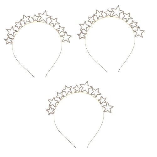 Hairband 3 Stück Stern-Stirnband, Haargummis für Mädchen, Neujahr, Haarreifen, Hochzeit, Kopfbedeckung, Haarschmuck für Frauen, Strass-Stern-Kristall-Haarschmuck, Damen-Haarbänder, Legierung, schicker von WACEH