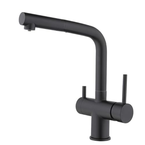 WACEH Faucet 3-Wege-Küchenarmatur, 360° drehbar, Messing, Küchenarmatur, Grau (Nero) Water-tap von WACEH