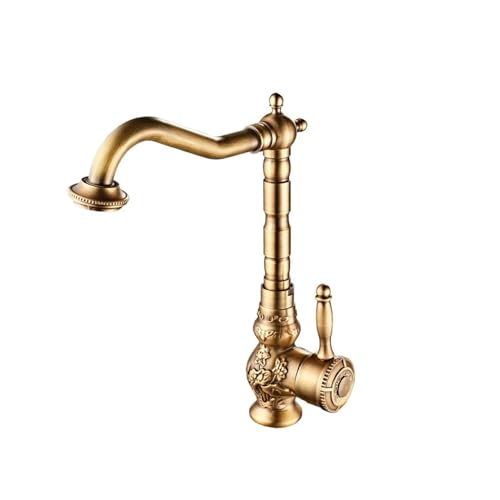 WACEH Faucet Antike Messing Bad Wasserhahn Retro Waschbecken Wasserhahn Erhöhung Küche Mischbatterien Carving Schwenk Singe Griff Waschbecken Wasserhahn Wasserhähne Water-tap von WACEH