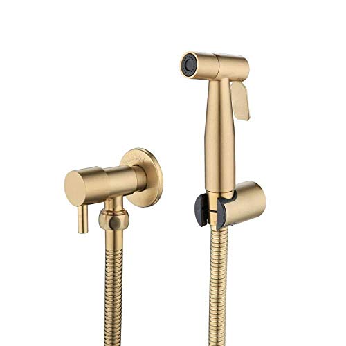 WACEH Faucet Badezimmer-Duschkopf-Set aus Edelstahl, Zubehör – Wasserhahn-Set in antikem gebürstetem Gold, Bidet-Sprayer, Toiletten-Bidet-Wasserhahn aus Edelstahl Water-tap von WACEH