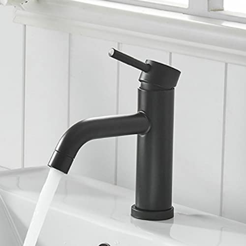 WACEH Faucet Badezimmer-Waschtischarmatur, Einhebelmischer für Kalt- und Warmwasser, an Deck montierter Waschbeckenhahn, Schwarz Water-tap von WACEH