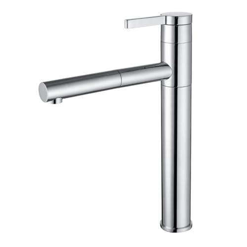 WACEH Faucet Gebürsteter, polierter Waschbecken-Wasserhahn, Einzelgriff, Einzel-Wasserhahn, Mischloch über dem Waschbecken, Badezimmer, 360° drehbarer Wasserhahn (Chrom B) Water-tap von WACEH