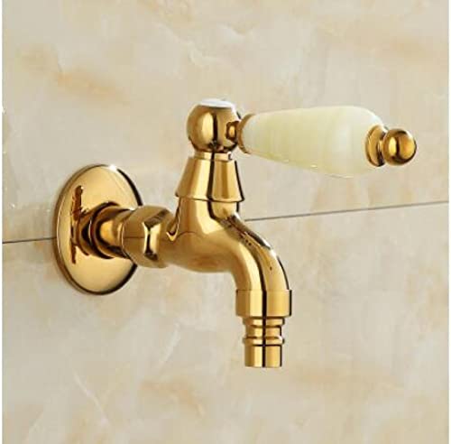 WACEH Faucet Gold Messing Garten Wasserhahn Kurz Bib-Hahn Wasserhahn Waschmaschine Wasserhahn Kupfer Bibcock, Toilettenhahn, Garten Wasserhahn, Stil 12 Water-tap von WACEH