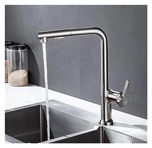 WACEH Faucet Grauer Küchen-Zug-Wasserhahn, Kalt- und Warmwasser, komplett aus Kupferdraht, Spülbecken-Wasserhahn, drehbar, Dual-Outlet-Modus, Geschirrspüler-Wasserhahn (Silber) Water-tap von WACEH