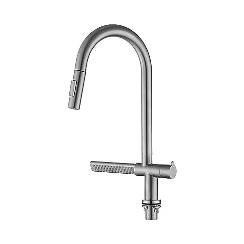 WACEH Faucet Küchenspüle-Wasserhahn aus Edelstahl 304, drehbarer Zug-Wasserhahn, einzelner kalter Wasserfall, Abfluss-Wasserhahn, Drahtziehprozess-Wasserhahn (Silber) Water-tap von WACEH