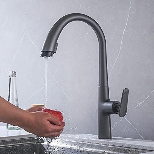 WACEH Faucet Küchenspüle-Wasserhahn für Bar, Bauernhaus, Gewerbe, Silberne Einhebel-Küchenarmaturen, herausziehbare Küchenarmatur, Einloch-Schwenk-360-Grad-Wassermischbatterie (Nero) Water-tap von WACEH