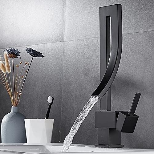 WACEH Faucet Küchenspüle-Wasserhahn für Bar, Bauernhaus, Gewerbe, mattierter schwarzer Edelstahl, drehbarer Küchenspülen-Drehhahn, Einloch-Schwenkmischbatterie mit 1 Griff (Nero) Water-tap von WACEH