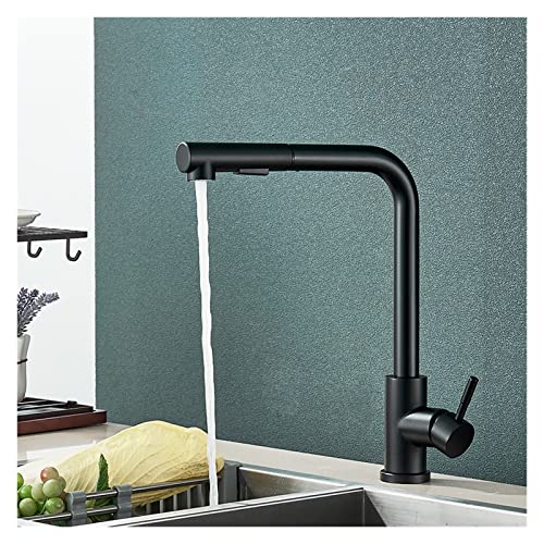 WACEH Faucet Mattschwarzer, herausziehbarer Küchenarmatur, Einhebelmischer, Heiß- und Kaltwassermischer für die Küche, schwenkbarer Auslaufmischer, 360-Grad-Drehhahn (Farbe: Mattschwarz) tap von WACEH