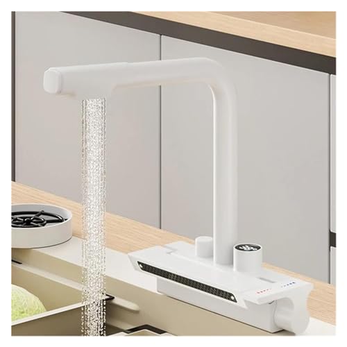 WACEH Faucet Regen Wasserfall Küche Wasserhahn Geschirr Waschen Pool Wasserhahn Haushalt Temperatur Digital Display Bad Wasserhahn Armaturen Water-tap von WACEH