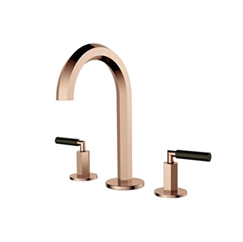 WACEH Faucet Roségoldener Badezimmer-Waschtischarmatur, 20,3 cm, breiter Waschtisch-Mischbatterie, Messing, DREI-Loch-Waschtischarmatur (Roségold) Water-tap von WACEH