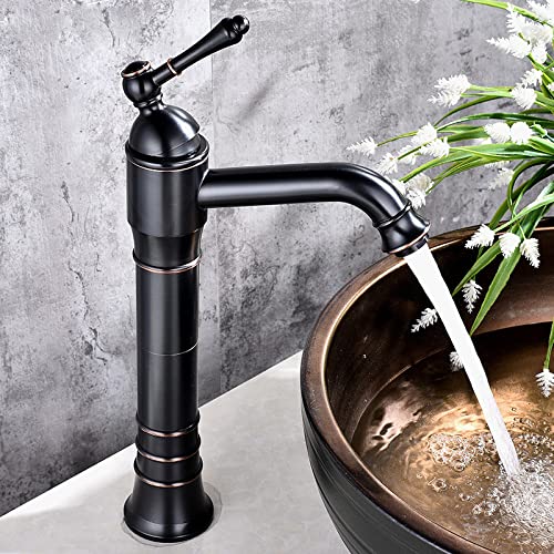 WACEH Faucet V-intage Waschbecken Wasserhahn Badezimmer Schwarz, 360° drehbar Badezimmer Waschbecken Wasserhahn Messing kalt (hoch) Water-tap von WACEH