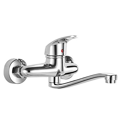 WACEH Faucet Wandmontierte Küchenarmaturen, heißes und kaltes Messing, drehbare Küchenspüle, verchromt, ausgezeichneter Bubbler-Badezimmer-Wasserhahn, 35 cm (35 cm) Water-tap von WACEH