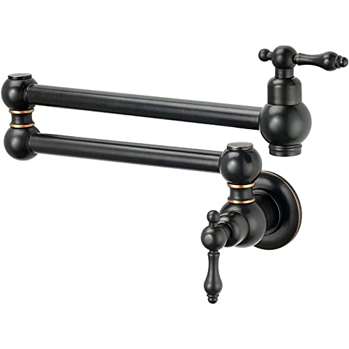 WACEH Faucet Wandmontierter Topffüller Messing Topffüller Wasserhahn mit Doppelgelenk-Schwenkarmen 2 Griffe Küchen-Kaltwasserhahn,C(E) Water-tap von WACEH