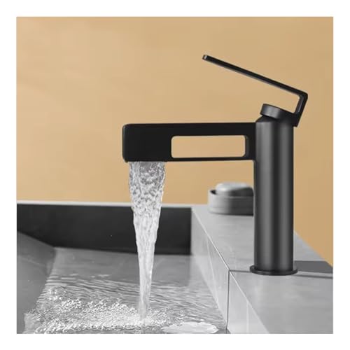 WACEH Faucet Wasserfall-Badezimmer-Waschbecken-Wasserhahn, Einhand-Badezimmer-Wasserhahn für 1 Loch, Messing, Waschbecken, Toilette, Waschtisch-Mischbatterie, modernes ausgehöhltes kreatives Design von WACEH