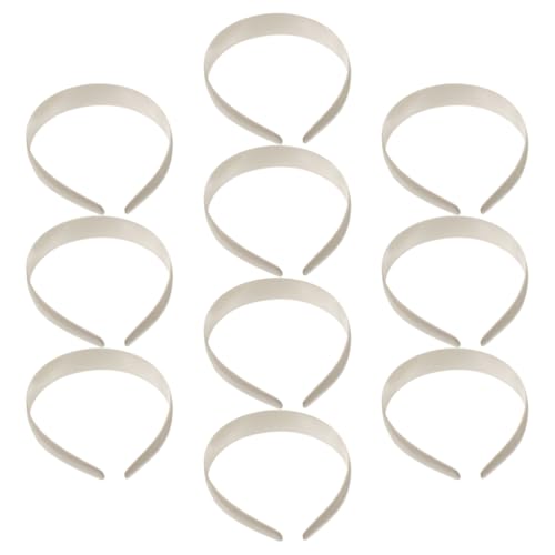 WACEH Hairband 10 Stück Kunststoff-Stirnband zum Basteln, breit, hart, blanko, Bastel-Stirnband ohne Zähne, einfarbig, Haarband für Frauen, Beige Hairband von WACEH