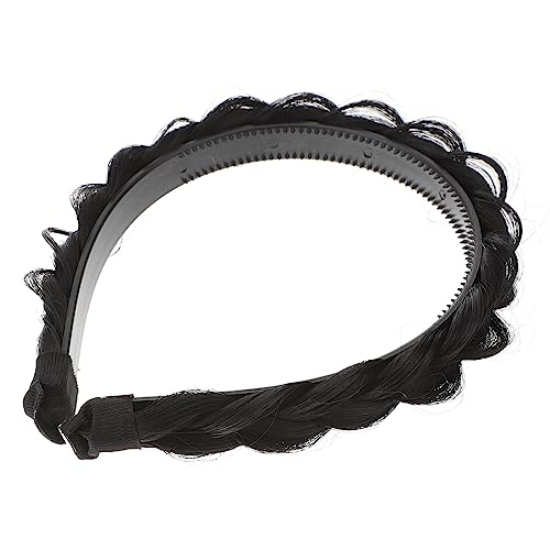 WACEH Hairband Gezahntes Zopf-Stirnband, geflochtenes Haarband, geflochtene Haarreifen, geflochtenes Haarteil, Schwarze Stirnbänder für Frauen, Perücke, geflochtenes Stirnband, Mädchen, geflochtener von WACEH