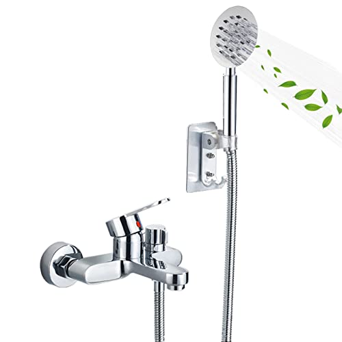 WACEH Jewelry Duschsystem Badezimmer -FunctShower Wasserhahn-Set mit Handmischer Duschkombination Wandmontage-Duschverkleidungsset mit Ventil, Chrom (D) Earrings Necklace von WACEH