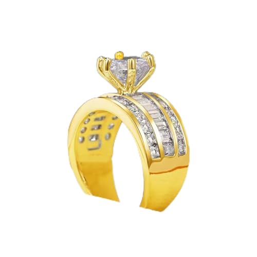 WACEH Jewelry Personalisierter Luxusring für Frauen, modische DREI-Reihen-DREI-Reihen-Kupferkupfer-Zirkonring Ring Finger von WACEH