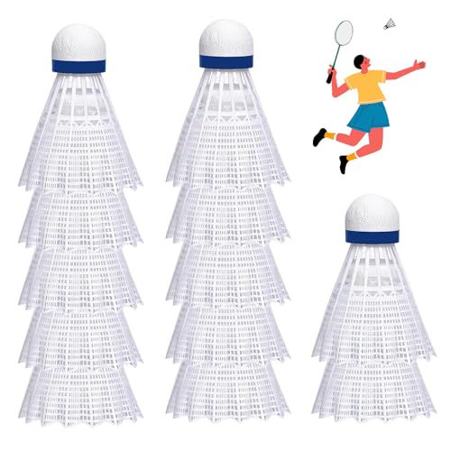 WACH AUF 12 Stück Federbälle Nylon Badminton Bälle Langlebige Federball Premium Shuttlecock Badmintonbälle mit hoher Stabilität für Outdoor Indoor Anfänger Training Übung Wettkampf Sport von WACH AUF