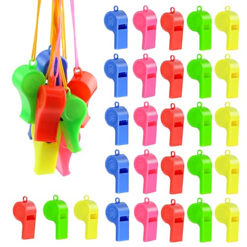 WACH AUF 60 Stück Trillerpfeife Kinder 5 Farben Trillerpfeifen Plastik Pfeifen Kindern mit Umhängeband Sportpfeifen Set Laut Notfall Schiedsrichterpfeife Pfeife für Studenten Trainer Lehrer Schulsport WACH AUF 60 Stück Trillerpfeife Kinder 5 Farben Trillerpfeifen Plastik Pfeifen Kindern mit Umhängeband Sportpfeifen Set Laut Notfall Schiedsrichterpfeife Pfeife für Studenten Trainer Lehrer Schulsport von WACH AUF