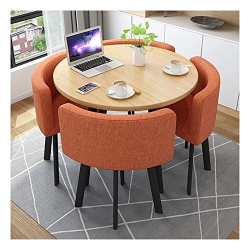 Büro-Konferenztisch, Business-Couchtisch-Set, runder Café-Tisch und Stuhl-Kombinationsset, moderne Küchenmöbel, Wohnzimmer, Freizeit-Display, 80 cm kleiner runder Tisch (Farbe: Hellgrau) (Orange) To von WADRBSW