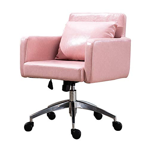 Computerstuhl, Chef- und ergonomischer Drehstuhl, höhenverstellbarer Schreibtisch-Gaming-Stuhl aus Leder mit Liegefunktion, drehbarer Computerstuhl für Arbeitszimmer (Farbe: Rosa) To pursue happiness von WADRBSW