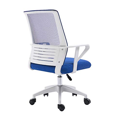 Computerstuhl, ergonomischer Computer-Schreibtischstuhl, höhenverstellbar, drehbar, Bürostuhl für Führungskräfte, einteilige Armlehne, hohe Rückenlehne, großer Gaming-Stuhl aus Stoff (Farbe: Blau, von WADRBSW