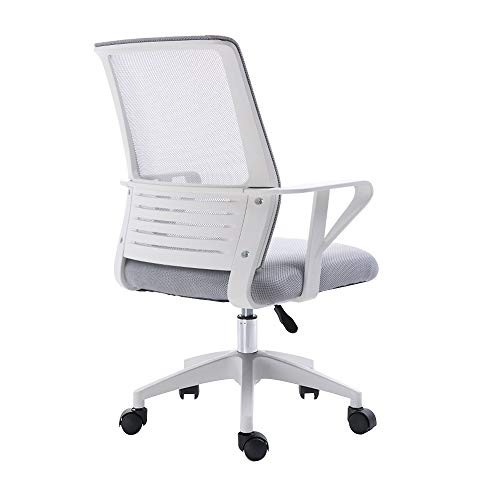 Computerstuhl, ergonomischer Computer-Schreibtischstuhl, höhenverstellbar, drehbar, Chefsessel, einteilige Armlehne, hohe Rückenlehne, großer Gaming-Stuhl aus Stoff (Farbe: Grau, Größe: weißer Rahmen) von WADRBSW