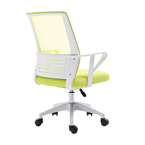 Computerstuhl, ergonomischer Computer-Schreibtischstuhl, höhenverstellbar, drehbar, Chefsessel, einteilige Armlehne, hohe Rückenlehne, großer Gaming-Stuhl aus Stoff (Farbe: Grün, Größe: weißer Rahmen) von WADRBSW