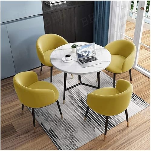 Konferenz-/Empfangsraum-Couchtisch mit Stuhl, Wohnzimmertisch und Stuhl-Kombination, moderner kleiner runder Tisch, Flanellimitat-Sitzstuhl, Café-Lounge-Bereich, Büro, Rezeption, Hotel (gelb) To von WADRBSW