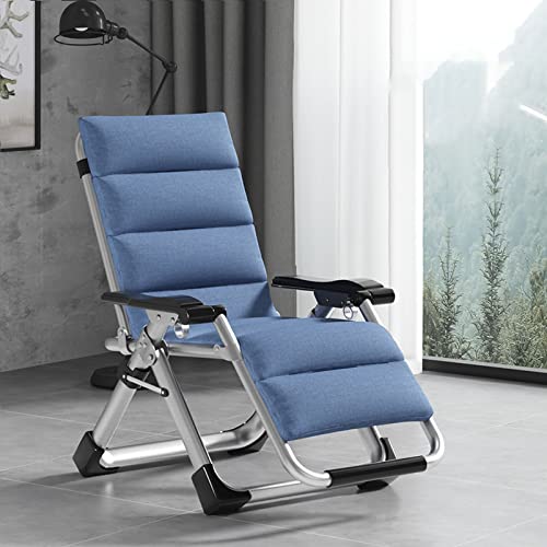 Lounge Chair, Sonnenliegen Zero Gravity Chair Lounge Chair mit abnehmbarem Kissen für den Innen- und Außenbereich Ergonomischer Patio Recliner Klappbarer Liegestuhl für Erwachsene (Farbe: Blue Pad, von WADRBSW