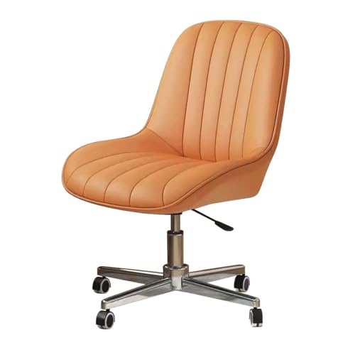 Schreibtischstuhl aus Stoff, moderner Arbeitsstuhl mit Rollen, Schlafzimmer-Bürostuhl ohne Armlehnen, höhenverstellbarer Criss-Stuhl, ergonomischer Make-up-Stuhl für Erwachsene/Orange/B/Größe To von WADRBSW