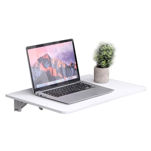 Schwebender Laptop-Schreibtisch, herunterklappbarer Arbeitstisch, Klapptisch aus Holz – Wandmontierter Klapptisch 60 cm, 70 cm, 80 cm, 90 cm, 100 cm, 110 cm, 120 cm, Esstisch mit Halterungen (Größe: von WADRBSW