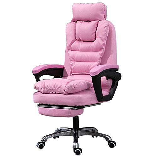 Sessel, Chefsessel, drehbar, Computerstuhl, Stoff-Liegestuhl, um 155° neigbar, moderne Einfachheit, abnehmbare Kopfstütze, bequemer Bürostuhl, Aufbewahrungsdesign auf der Rückseite, mit Fußstütze von WADRBSW