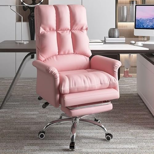 Sessel Chefbürostuhl mit Fußstütze, 90–145° neigbar, höhenverstellbarer Drehstuhl, Computer-Schreibtischstuhl mit hoher Rückenlehne für Heimbüro-Arbeitskomfort (Farbe: Rosa) To pursue happiness von WADRBSW